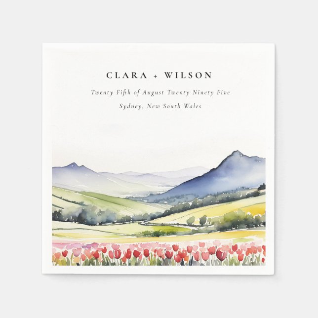 Minimal Country Spring Blumenlandschaft Hochzeiten Serviette (Vorderseite)