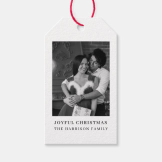 Minimal Couple Christmas Holiday Photo Tag Design Geschenkanhänger