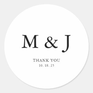Minimal Couple Monogram Wedding Danke Runder Aufkleber