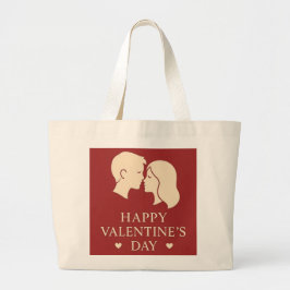 Minimal Couple Silhouette Romantic Valentines Day  Jumbo Stoffbeutel
