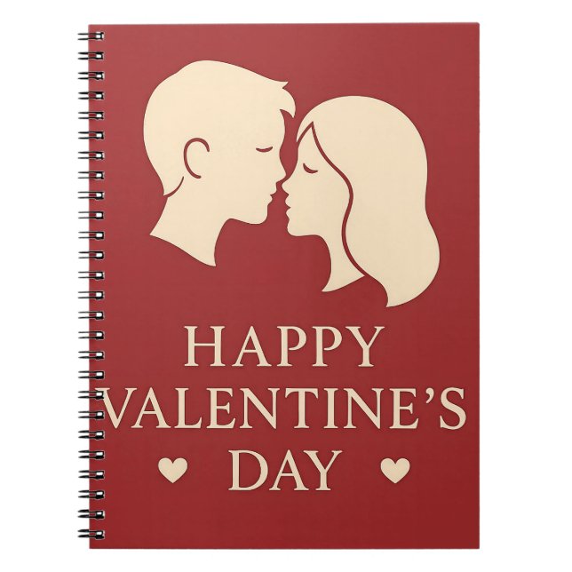 Minimal Couple Silhouette Valentines Cute Daily Notizblock (Vorderseite)