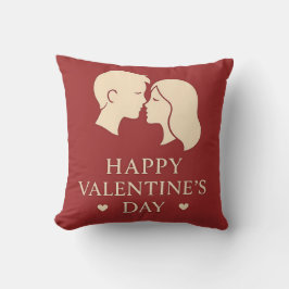 Minimal Couple Silhouette Valentines Decorative Kissen