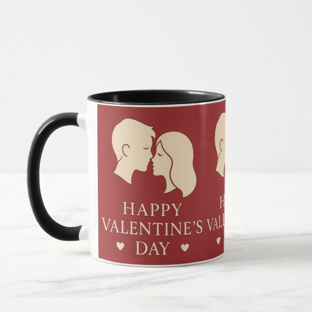Minimal Couple Silhouette Valentines Romantic Tasse (Links)