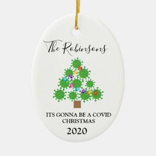 Minimal Covid Weihnachtsbaum Personalisierte Keram Keramik Ornament