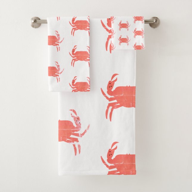 Minimal Crab Ocean Pattern Navy Grunge Badhandtuch Set (Insitu)