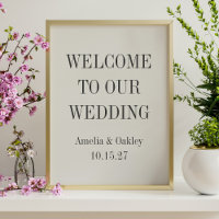 Minimal Cream Black Elegante Hochzeit Willkommen