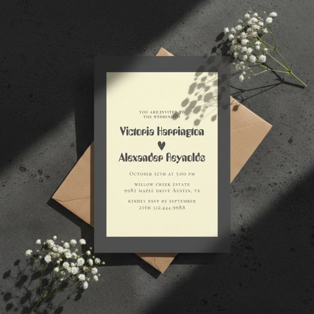 Minimal Cream Typography Wedding Invitation Einladung (Modern wedding invitation design with elegant typography and a clean, timeless romantic layout.)