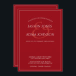 Minimal Crimson Red Script Einladung<br><div class="desc">Minimal Crimson Red Script Typografie Einladung Hochzeit. Stilvoll beeindrucken Ihre Hochzeitsgäste mit dieser trendigen, roten Hochzeitseinladung, die ein schönes weißes Drehbuch auf einem knallroten Hintergrund enthält. Diese Einladung hat ein atemberaubendes rotes Design, mit modernen und minimalistischen Farbtupfern, perfekt für Ihre einfache, trendige, minimalistische Hochzeit. Das minimale und moderne Layout hebt...</div>