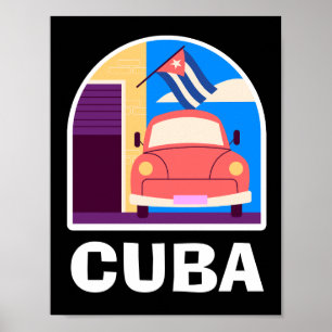 Minimal Cuba Island Vintag Retro Travel Poster