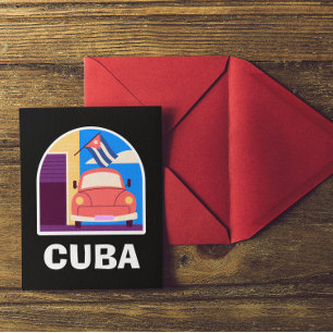 Minimal Cuba Island Vintag Retro Travel Postkarte
