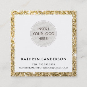 MINIMAL CUSTOM LOGO Moderne schicke Gold Glitzer S Quadratische Visitenkarte