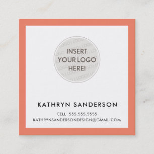 MINIMAL CUSTOM LOGO Moderne schicke Retro-Orange Quadratische Visitenkarte
