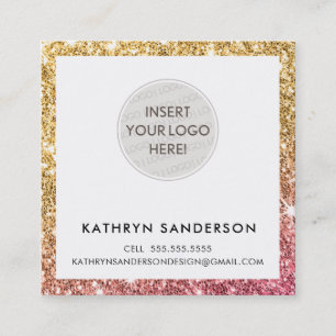 MINIMAL CUSTOM LOGO Moderner schicke goldfarbene G Quadratische Visitenkarte