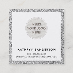 MINIMAL CUSTOM LOGO Moderner, schicker silberner G Quadratische Visitenkarte