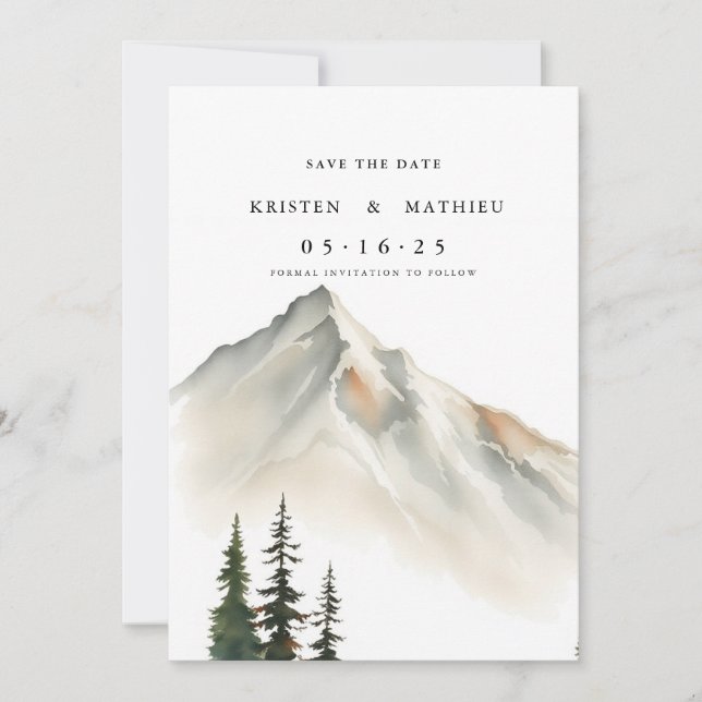 Minimal Custom Mountain Save The Date (Vorderseite)