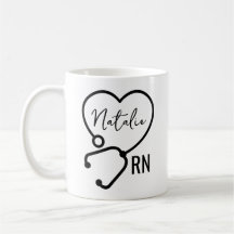 Minimal Custom Nurse Name Stethoscope Herz