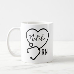 Minimal Custom Nurse Name Stethoscope Herz Kaffeetasse