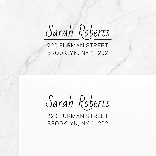Minimal Custom Rücksendeadresse 03 . Permastempel (Simple, modern script font with fine line typography self-inking return address stamp.)