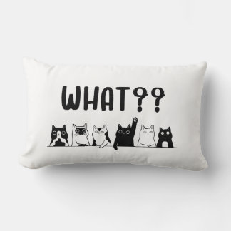 Minimal Cute Cats Pillow Black and White Lendenkissen