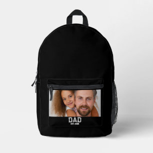 Minimal Dad Gegründetes Jahr Neuer Vater Foto Bedruckter Rucksack