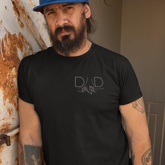Minimal Dad Line Art Father Child Design T-Shirt (Von Creator hochgeladen)