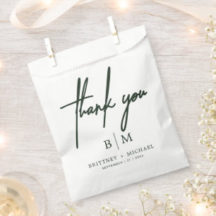 Minimal danke Ihnen Hochzeit Wald grün Geschenktütchen