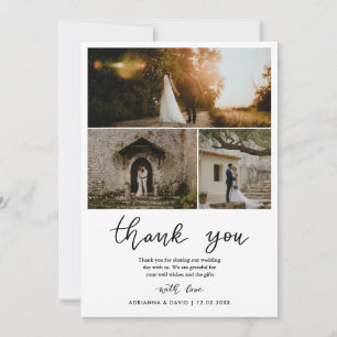 Minimal Danke, Script Wedding Couple Foto Dankeskarte