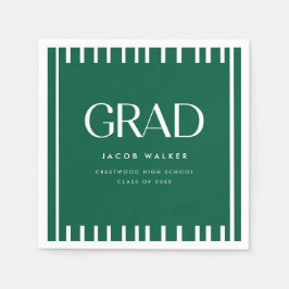 Minimal Dark Green Bold Custom Graduation Party Serviette