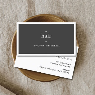 Minimal Dark Grey White Friseur  Visitenkarte