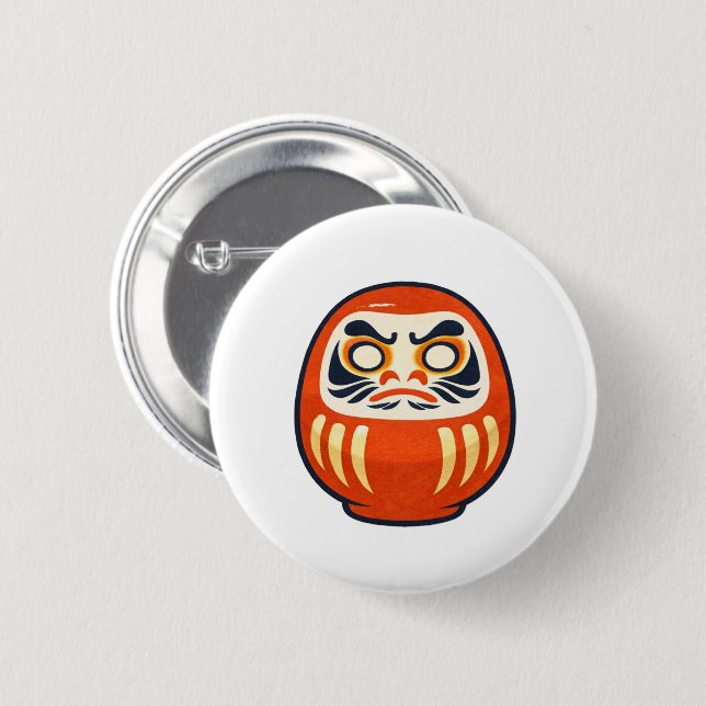 Minimal Daruma – Japanese Folk Art Pin Button (Vorne & Hinten)