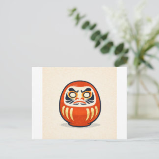 Minimal Daruma – Japanese Folk Art Postcard Postkarte