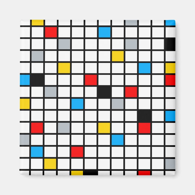 Minimal De Stijl Retro Mosaikfarbe Magnet (Vorne)