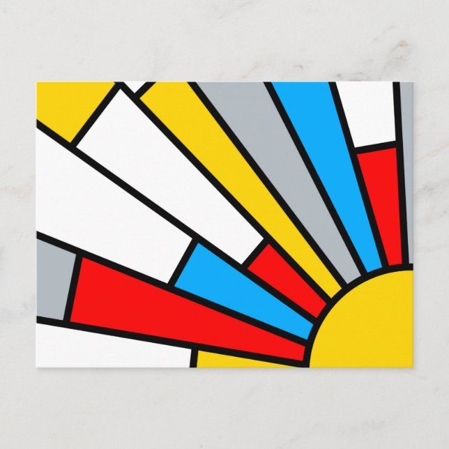 Minimal De Stijl Retro Sun Ray Farbkomposition Postkarte (Vorderseite)
