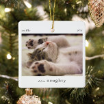 Minimal Definition des Fotos "Naughty Pet" Keramikornament<br><div class="desc">Minimal Funny definieren Naughty Pet Foto Weihnachtsschmuck. Laden Sie einfach ein Foto mit Ihrem Lieblings-Foto hoch,  um das perfekte kleine Sake-Geschenk für einen Tierbesitzer in dieser Ferienzeit zu machen.</div>