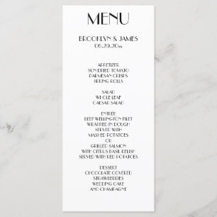 Minimal Deko White Wedding Menu Card Menükarte