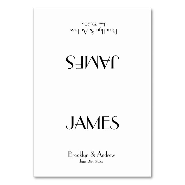 Minimal Deko White Wedding Platzkarten Tischnummer (Vorderseite)