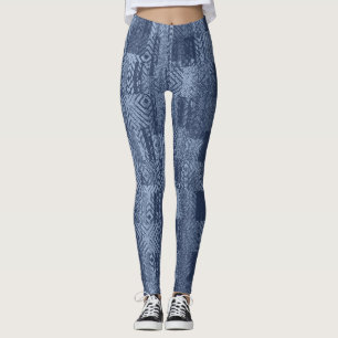 Minimal Denim Abstrakten Memphis-Patchwork Leggings