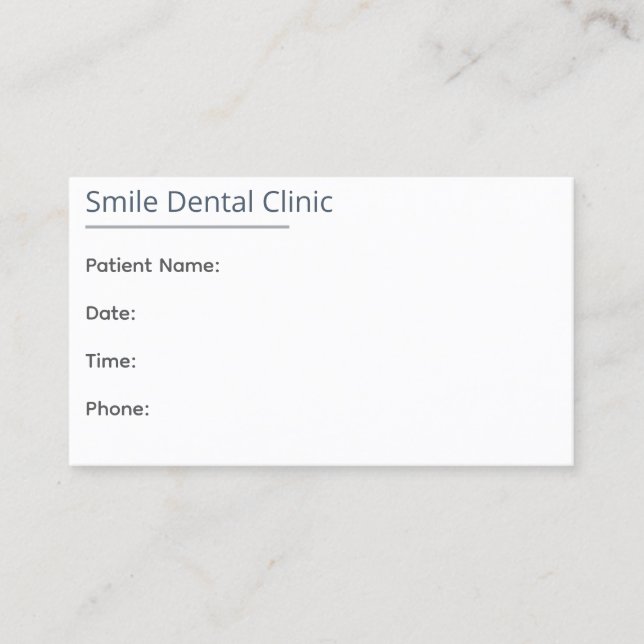 Minimal Dental Appointment Card One Line Terminkarte (Vorderseite)