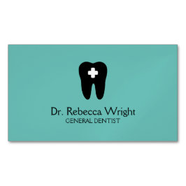 Minimal Dentist Logo Light Aquamarin Dental Office Magnetische Visitenkarte