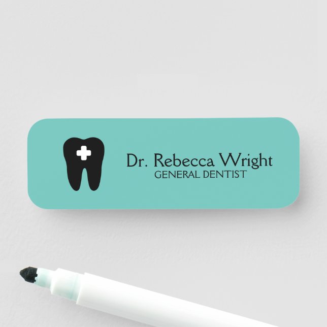 Minimal Dentist Logo Light Aquamarin Dental Office Namensschild (Beispiel)
