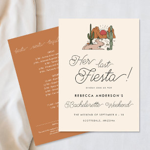 Minimal Desert Fiesta Bachelorette Wochenende Einladung