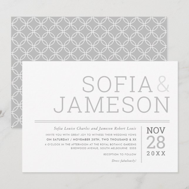 MINIMAL DESIGN einfache moderne Art weich blassgra Einladung (Vorne/Hinten)