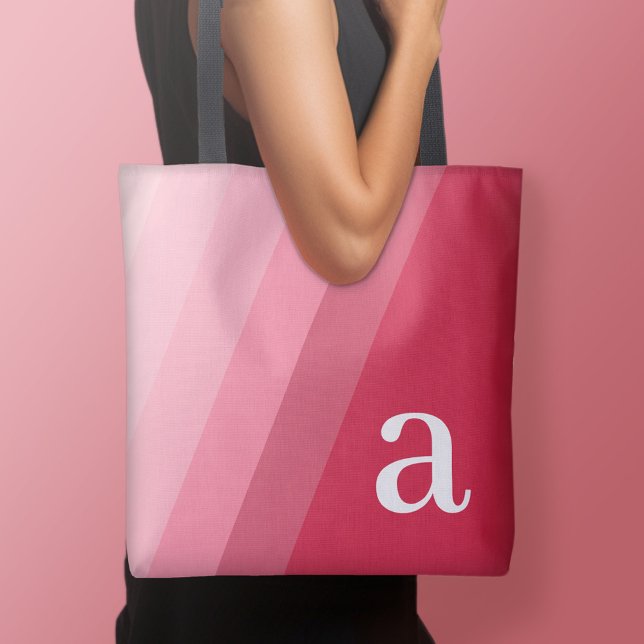 Minimal Design - Huge Modern Monogram Pink Mauve (Personalized tote bag - add your name or other text)