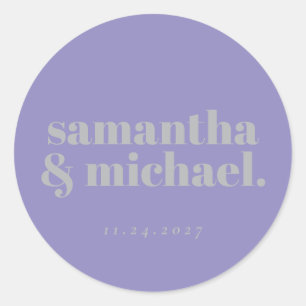 Minimal Design Lavendel Silber Typo Willkommen Runder Aufkleber