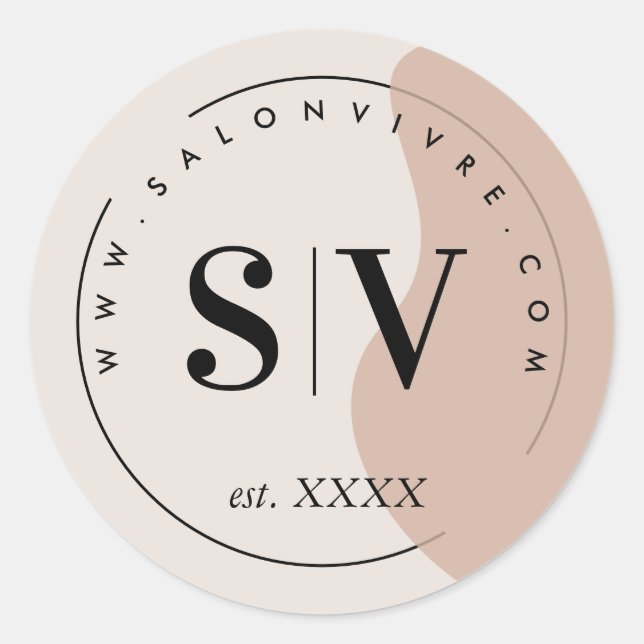 Minimal Designer Beauty Salon Business-Logo-Klasse Runder Aufkleber (Vorderseite)