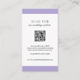 Minimal Digital Lavender Modern QR Code Hochzeit Begleitkarte