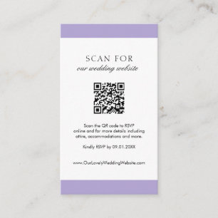 Minimal Digital Lavender Modern QR Code Hochzeit Begleitkarte