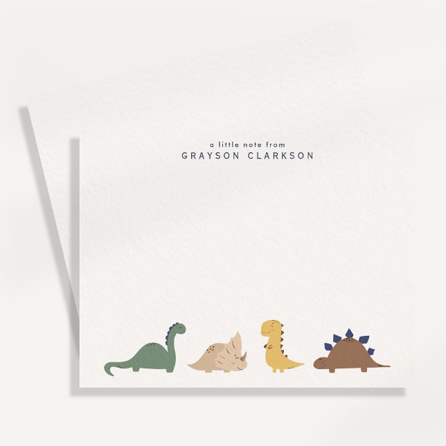 Minimal Dinosaur Kinder Notizkarten Set Personalis Einladung (Von Creator hochgeladen)
