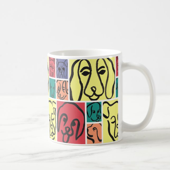 Minimal Dogs Line Art Collage Kaffeetasse (Rechts)