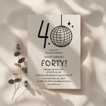 Minimal Doodle 40. Disco Ball Geburtstag